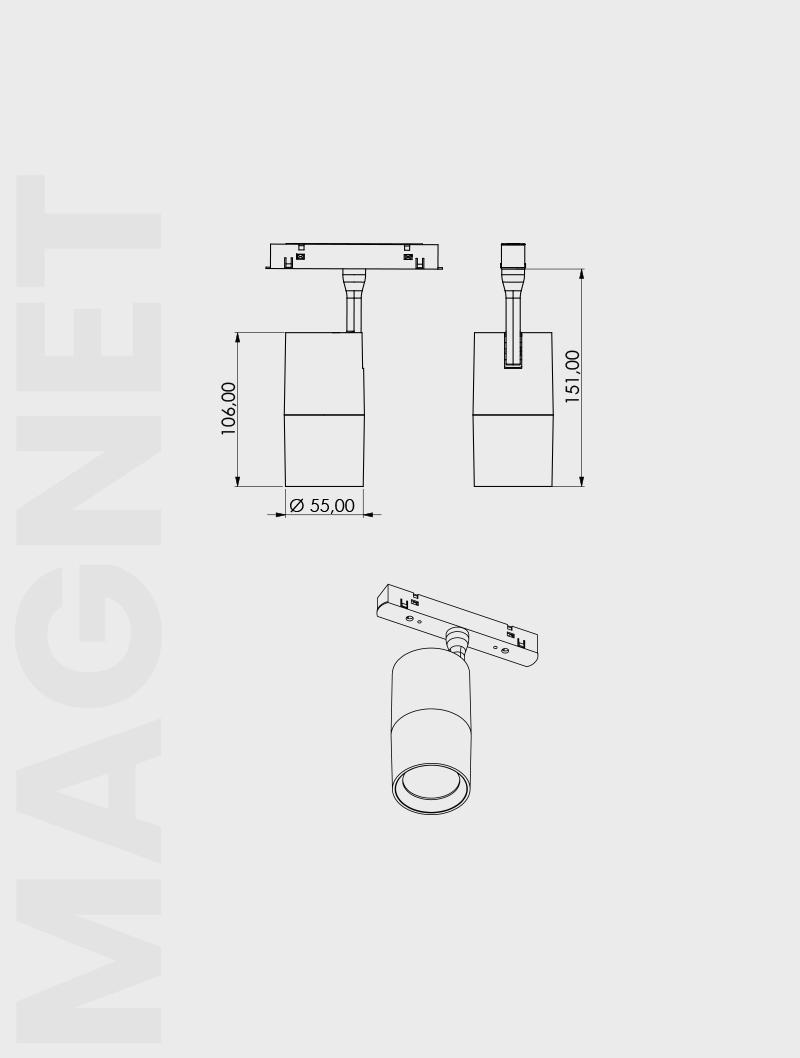 Masialux MRM 100-55 Magnet Ray Spot Magnet Ray Spot armatürü