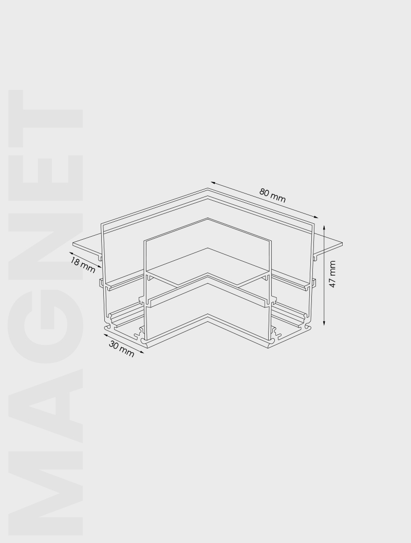 Masialux MRM 3106 Trimless Corner Connector Magnetic Track armatürü