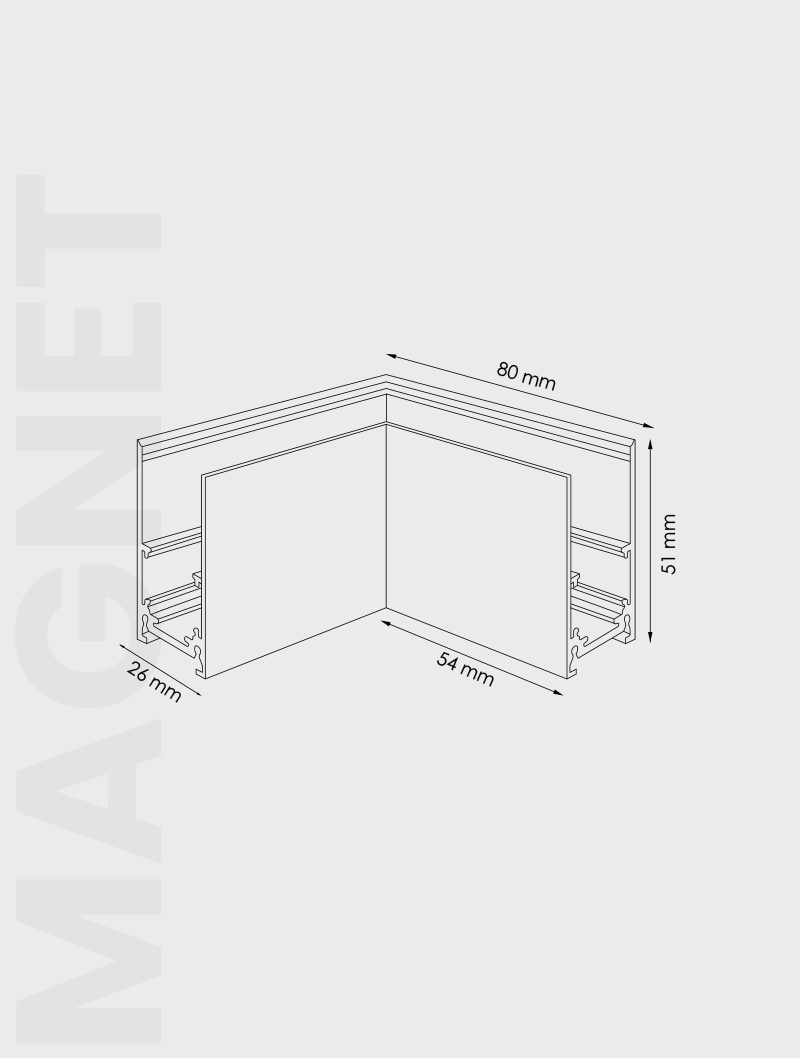 Masialux MRM 5106 Surface Mounted Corner Connector Magnetic Track armatürü